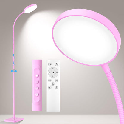 PACOVY Floor Lamp, Adjustable Height Floor Lamps for Living Room Bedroom, 120 LED Super Bright Standing Lamp Remote & Touch Control Dimmable Gooseneck Tall Stand Reading Lamp for Office Craft, Black