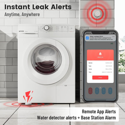 Water Leak Detector Kit for Home, GreenVation 3 Smart WiFi Water Sensor Alarm with App Alerts, 1 Base Station with 100dB Adjustable Alarm, RF 300m/984ft for Basement, Bathroom, Laundry