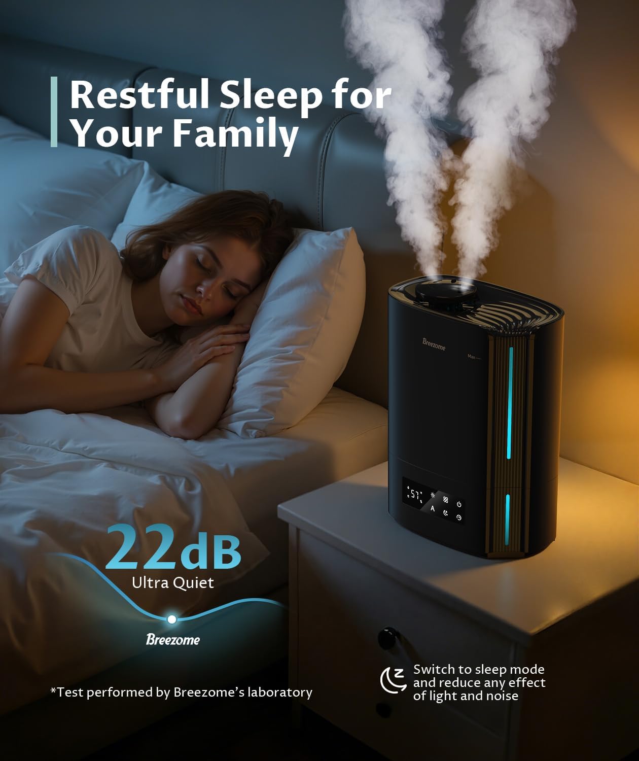 BREEZOME 6L Humidifier for Bedroom Large Room Smart Humidistat Control | 60H Runtime, 25dB Quiet, Essential Oil Diffuser, Top Fill Ultrasonic Cool Mist Humidifiers for Baby, Plants, Nursery