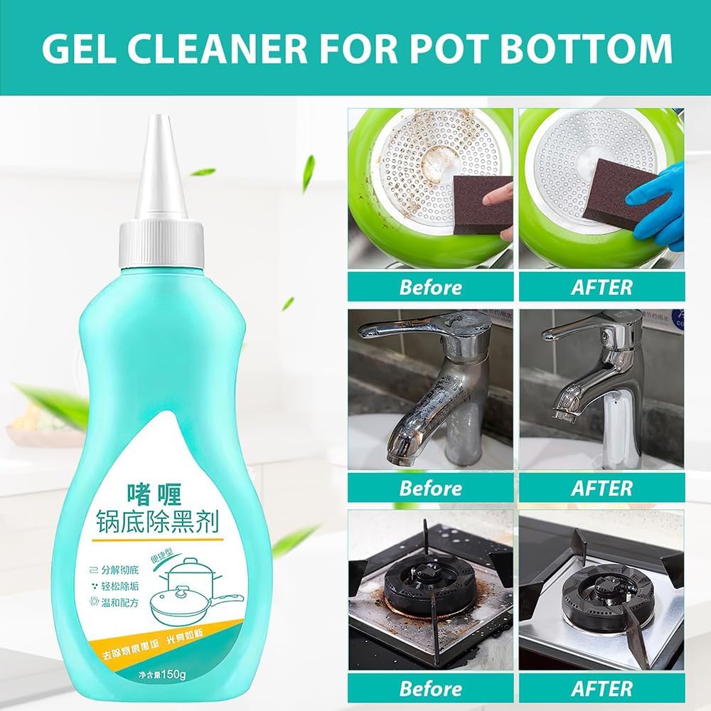 Magic Gel Cleaner for Pots and Pans - 150g Stainless Steel and Black Pot Bottom Cleaning Gel - Professional Grade Cookware Cleaner for Stubborn Stains and Burnt Residue Removal (1Pc)