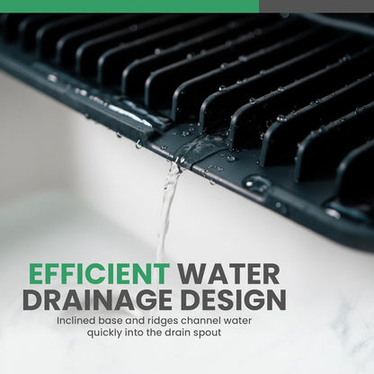 No More Wet Counters - Kitchen Sink Faucet Mat, 24” Silicone, Black