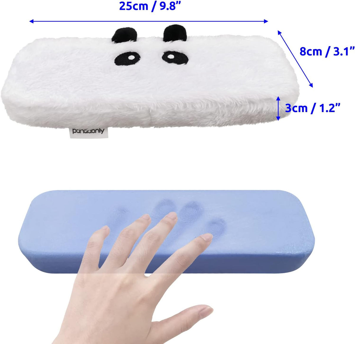 2Pack Plush Panda Chair Armrest Pads, Memory Foam Kawaii Chair Armrest Cushion with Velcro Strap, Adjustable & Washable Ergonomic Elbow Support Decompression for Home Office Gaming Chair