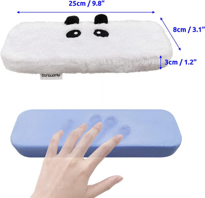 2Pack Plush Panda Chair Armrest Pads, Memory Foam Kawaii Chair Armrest Cushion with Velcro Strap, Adjustable & Washable Ergonomic Elbow Support Decompression for Home Office Gaming Chair