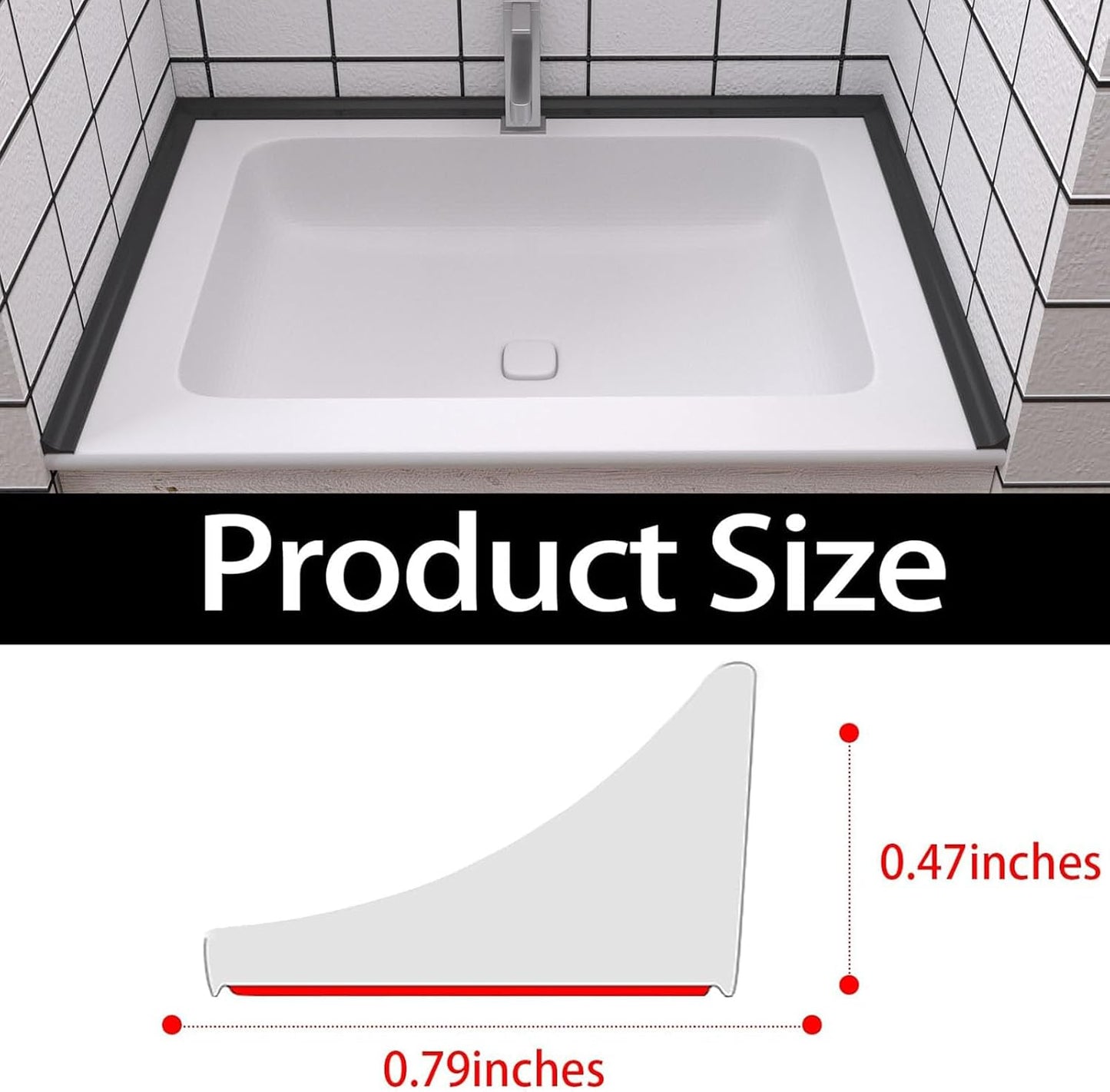 Raycity Silicone Shower Threshold Water Dam Barrier, 39 Inch, Clear | Self-Adhesive Glass Shower Door Bootom Seal Strip, Shower Water Guard Blocker for Walk in Bathroom, Kitchen