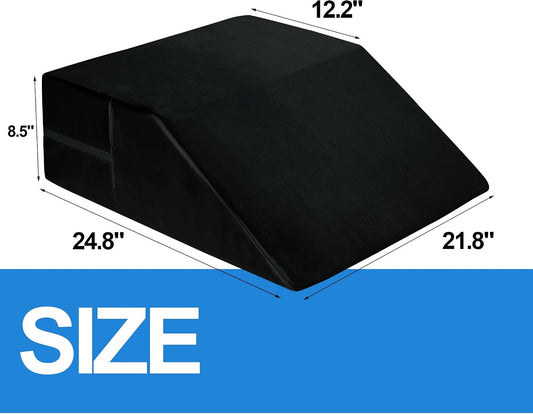 HOMBYS Satin Wedge Pillow Cover Leg Elevation Pillowcase -Silky & Smooth Bed Wedge Replacement Case with Zipper, Removable & Machine Washable(Cover Only), Black