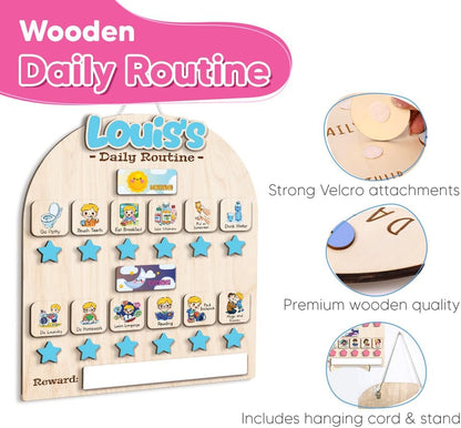 Wooden Chore Chart for Kids, Wooden Daily Routine Chart for Kids, Visual Schedule for Kids, Chore Reward Chart, Bedtime Morning Routine Chart for Toddlers