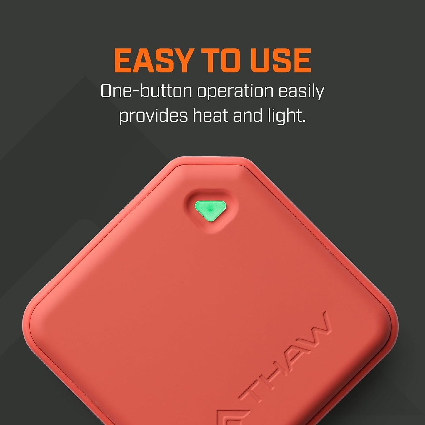 THAW Rechargeable Mini Hand Warmer | Double-Sided Heating, Up to 4 Hours, Rechargeable USB-C, Durable Impact-Resistant Construction, Integrated LED Light