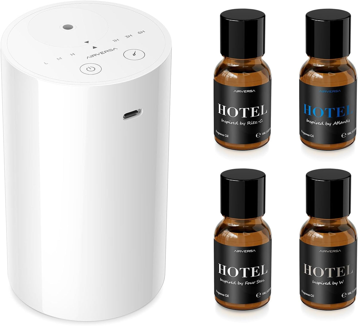 Airversa AN8 Waterless Essential Oil Diffuser Starter Kit, Black