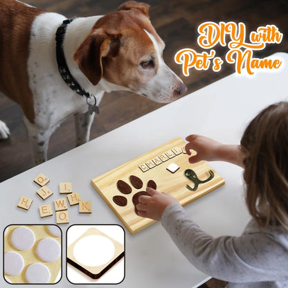 Dog Leash Holder Wall Mount, Pet Harness Hanger with Scrabble Letters, Dog Collar Organizer for Entryway, Memorial Cat Leash Holder for Wall, Pet Loss Gifts, Keepsake, Home Decor PF212-NAT