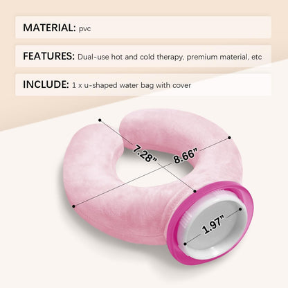 U-Shaped Hot Water Bottle with Fleece Cover 850ML Hot & Cold Water Bag Therapy Heating Pad for Pain Relief Neck Shoulder Hand Warmer Relaxing Protection Blue