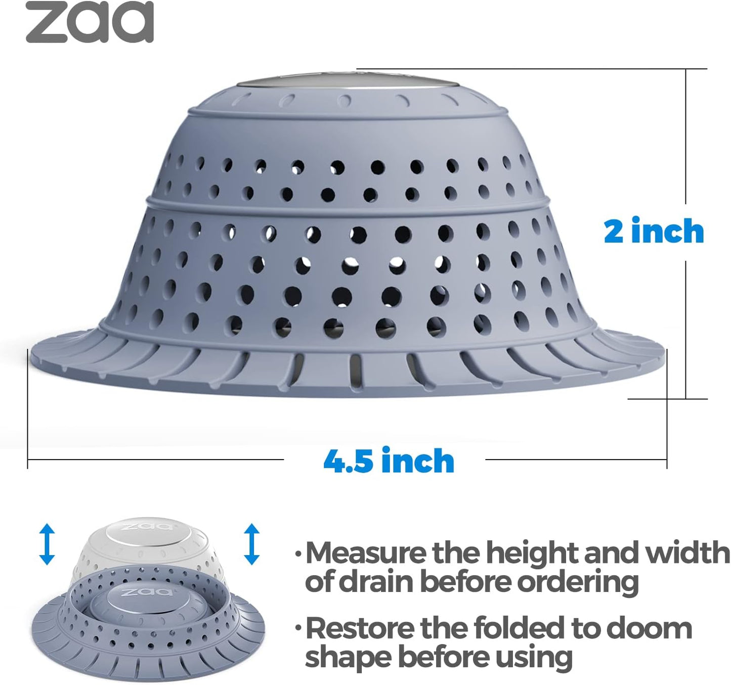 Shower Drain Hair Catcher Bathtub Drain Strainer Sink Drain Protector | Collapsible Pop-Up Drain Hair Catcher, Traps Hair & Prevents Clogs, Easy to Clean, Bathroom Fixture Accessories, Gray