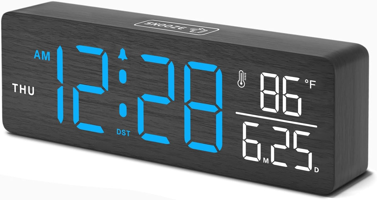 DreamSky Wooden Digital Alarm Clock for Bedroom with Large Numbers