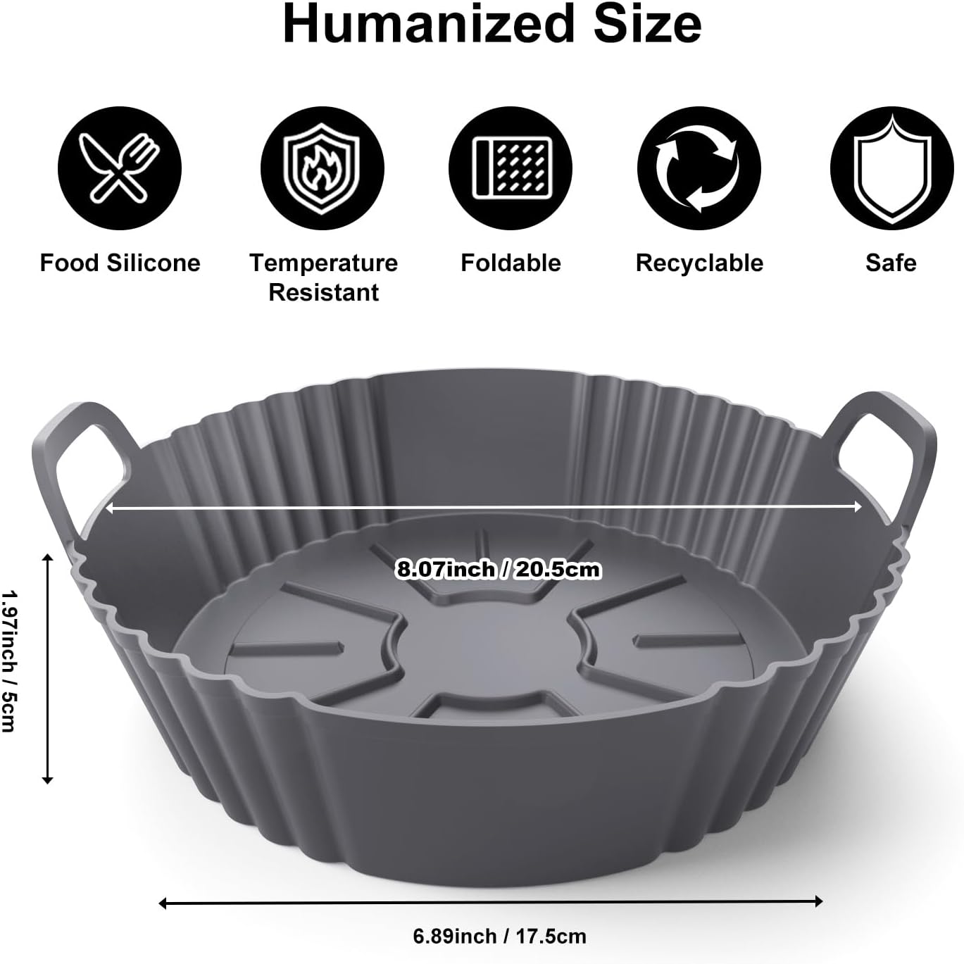 Silicone Air Fryer Liners 2 Pack, Reusable Liners Compatible for Ninja Foodi DZ201, DZ401, DZ550, COSORI, Chefman, Instant Air Fryer, and 6-in-1 8-10QT Air Fryer Baskets