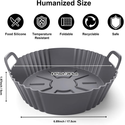 Silicone Air Fryer Liners 2 Pack, Reusable Liners Compatible for Ninja Foodi DZ201, DZ401, DZ550, COSORI, Chefman, Instant Air Fryer, and 6-in-1 8-10QT Air Fryer Baskets