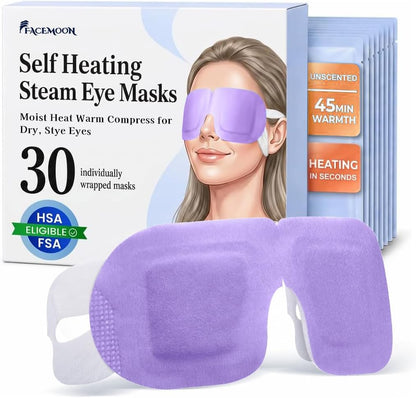 30 Pack Self-Heating Steam Eye Masks for Dry Eyes: Moist Heat Warm Compress