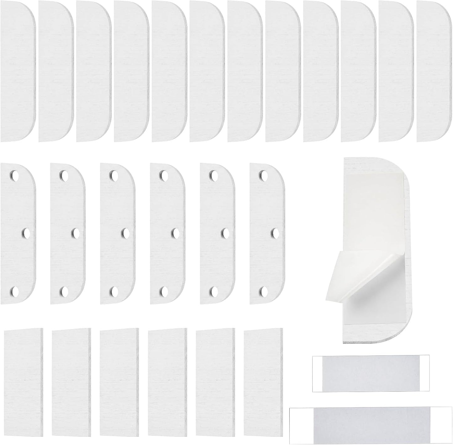 24 Set Wooden Hinge Filler Plates Kit Door Hinge Repair Plate for Kitchen Cabinet Hinges Door Cover Plate Hole Cover Fillers with Double Sided Tape(Log)