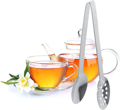 2PCS Teabag Squeezer,Stainless Steel Tea Bag Tongs Strainer Round Teabag Holder Gadget Tea Bag Tongs Squeezer Holder Grip Multi Use Clip for Tea Lemon Filter