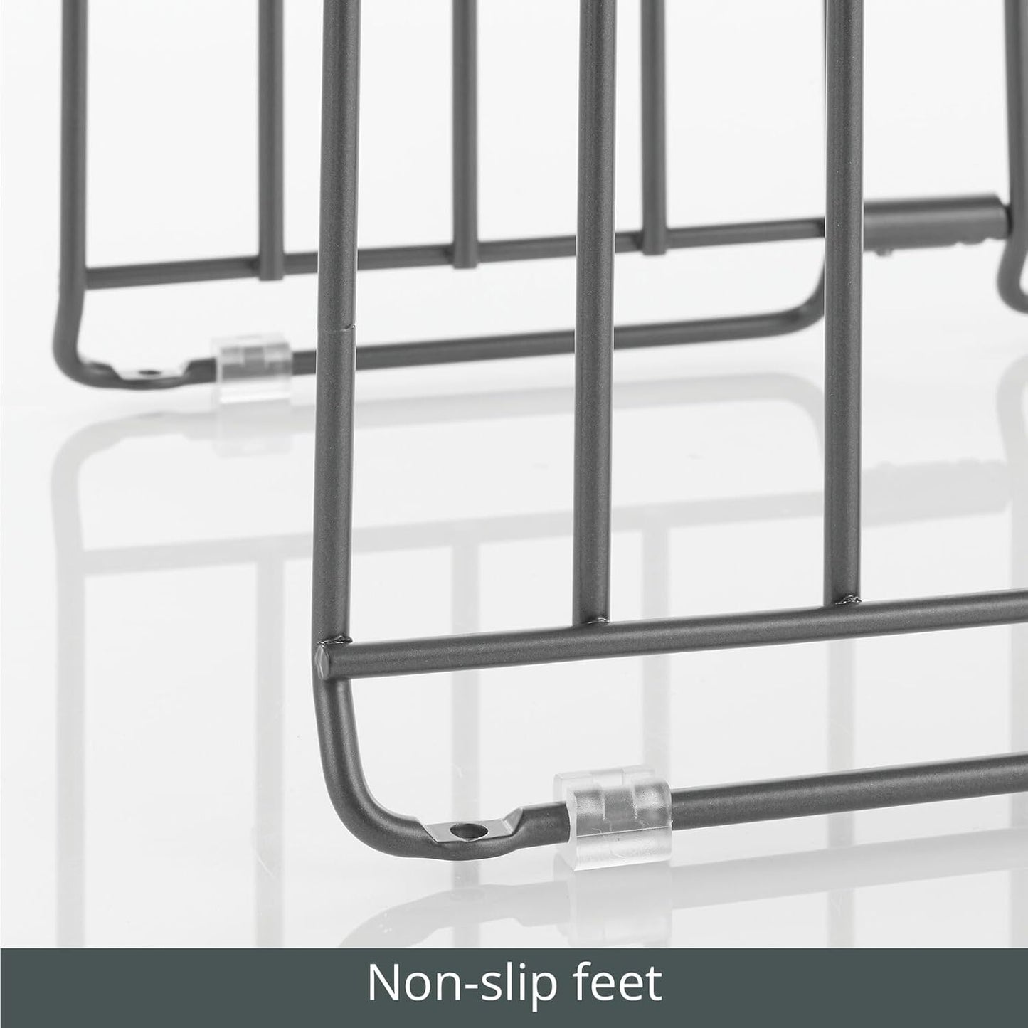 mDesign Large Metal Wire Organizer Rack for Kitchen Cabinet, Pantry, Shelves - Holder with 8 Slots for Baking Sheets, Skillets, Frying Pans, Pots, Lids, Cutting Boards, Appliances - Dark Gray
