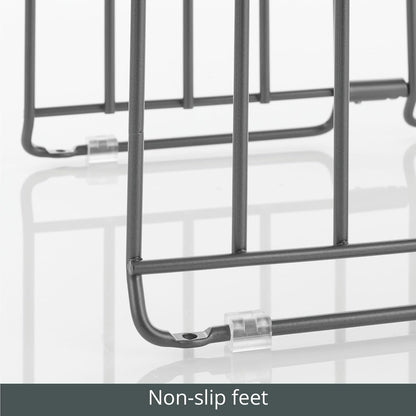 mDesign Large Metal Wire Organizer Rack for Kitchen Cabinet, Pantry, Shelves - Holder with 8 Slots for Baking Sheets, Skillets, Frying Pans, Pots, Lids, Cutting Boards, Appliances - Dark Gray