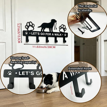5-Hooks Dog Leash Holder for Wall， Dog Accessory Holder ，Metal Key Holder Leash Hooks