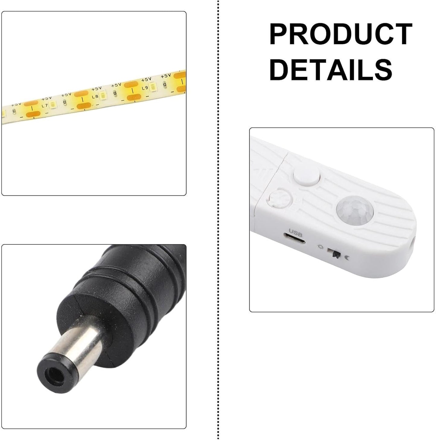 Led Motion Sensor Light Strip With Human Body Infrared Detection, Auto On/Off Night Light Bar For Cabinet Bed Wardrobe, Adjustable Brightness & Timer(warm light-1M)