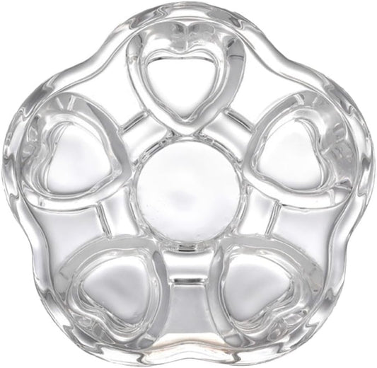 Happyyami Heart-Shaped Glass Tea Pot Base Creative Glass Warmer Base with Heat Resistant Crystal for Tea Accessories Stylish Insulated Heating Stand
