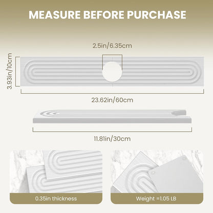 Diatomite Faucet Mat for Kitchen Sink, Quick-Dry Stone-Like Sink Mat, Flat Lay Absorbent Countertop Drying Mat for Faucet Area, Hard Diatomite Mat, Gray, 23.6 x 4 in