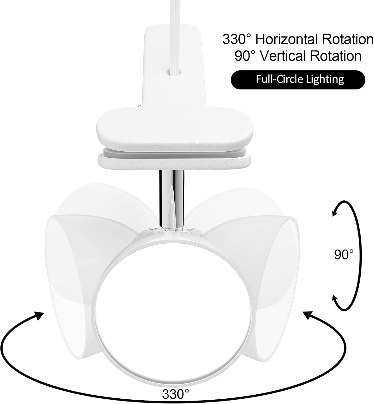 deeloop Clip On Light, 400LM Reading Lamp, Flexible Clamp Light, Black