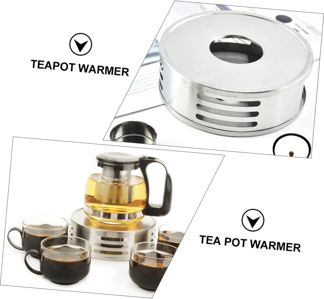 Luxshiny Stainless Steel Teapot Warmer Base for Glass Tea Pot Rust-Resistant Heating Stand with Candle Holder Suitable for Home Office and Bar Use Easy to Clean and Compact Design