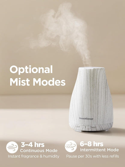 InnoGear Essential Oil Diffuser, Ultrasonic Diffusers for Home Aromatherapy Humidifier for Bedroom Room 7 Colors LED 2 Mist Mode Auto Off, Basic White