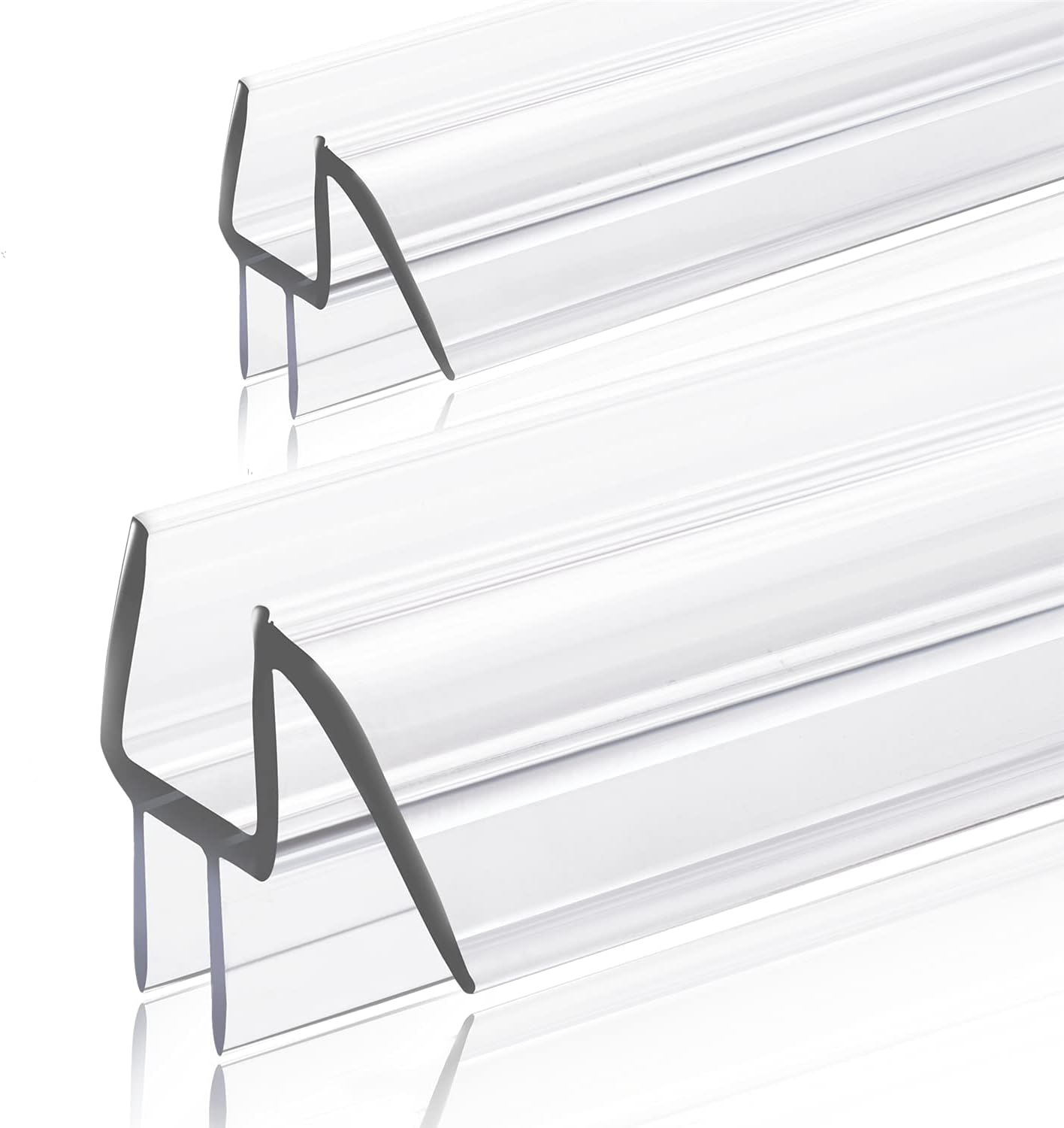 2-Pack Frameless Shower Door Bottom Seal (1/4'' X 39'') Clear Glass Shower Door Sweep Strip can Covers up to 23mm Gap - Stop Leaks