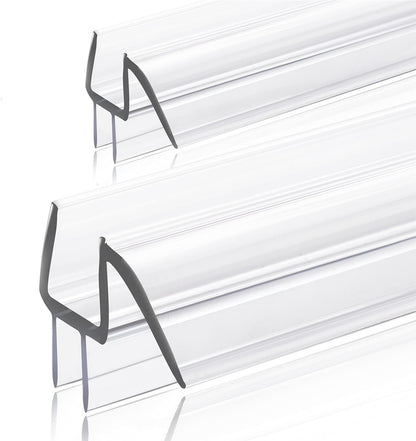 2-Pack Frameless Shower Door Bottom Seal (1/4'' X 39'') Clear Glass Shower Door Sweep Strip can Covers up to 23mm Gap - Stop Leaks