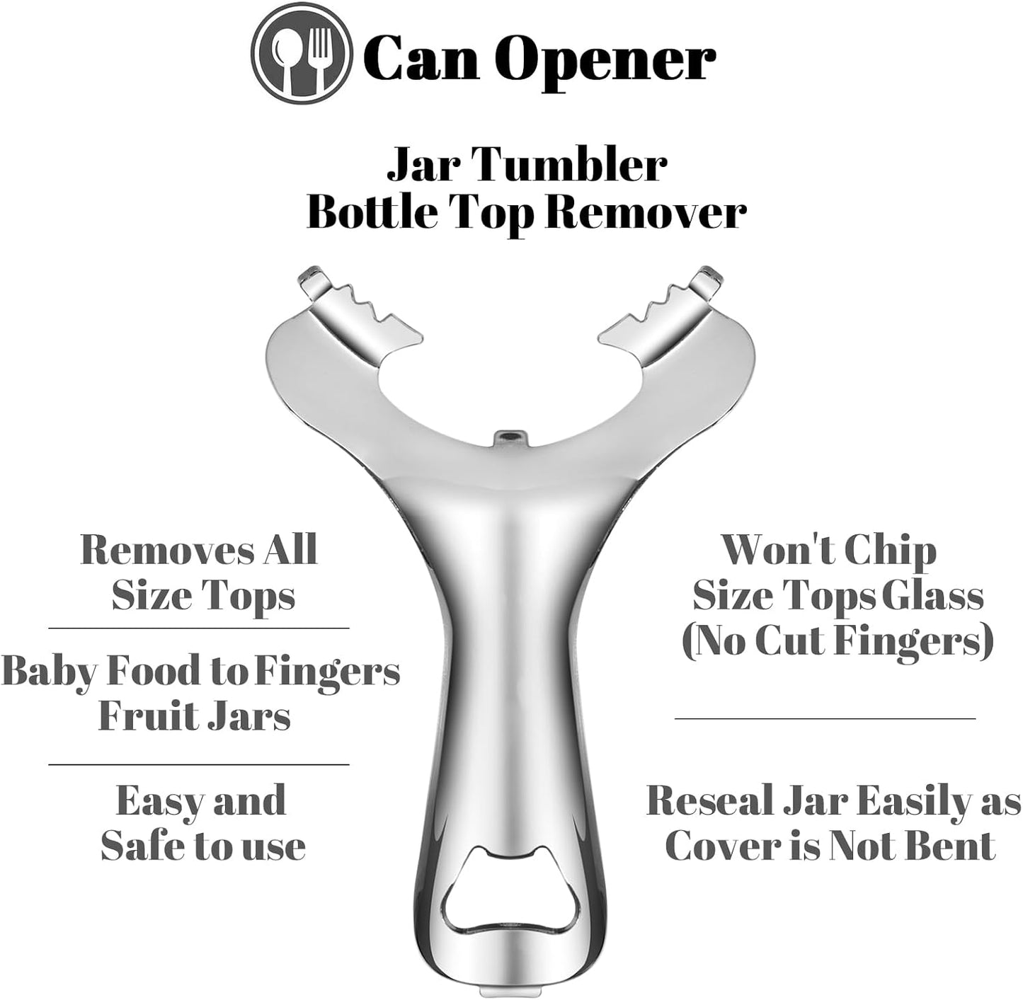 Mason Jar Opener No Lid Dents or Damage Multifunctional Tool | No dented lids,Easy twist removes any jar lid,Built in bottle opener,Comfortable grip,Built to last