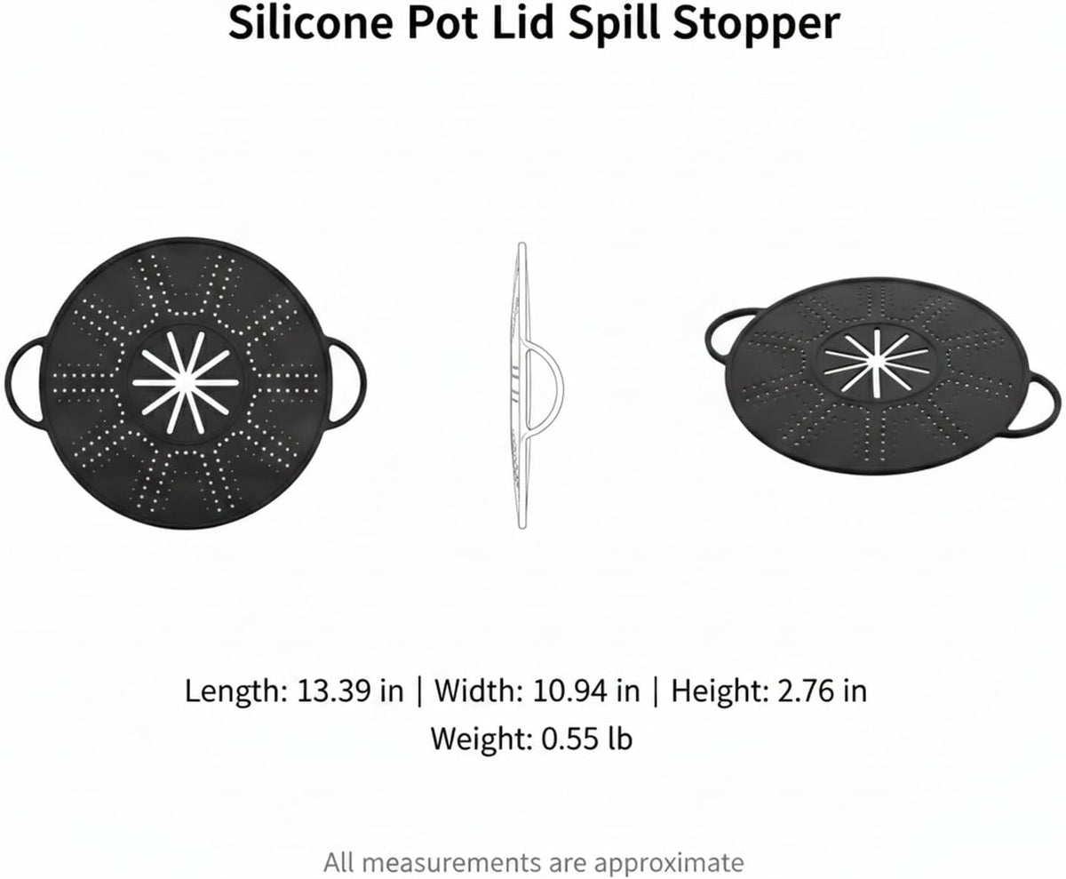 Silicone Pot Lid Spill Stopper, Flexible Cover for Pasta and Soup, Fits Most Round Pots, Easy Clean Kitchen Gadget (1 PC)