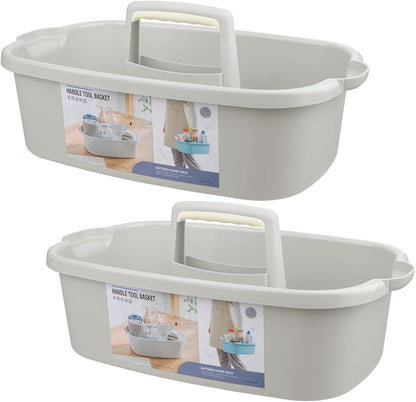 JiatuA Large Cleaning Supplies Caddy Portable Shower Caddy Basket Dark Gray | Sturdy Supply Organizer with Handle Plastic Bucket Tool Storage for Bathroom Bedroom Kitchen Garden College Dorm Essentials