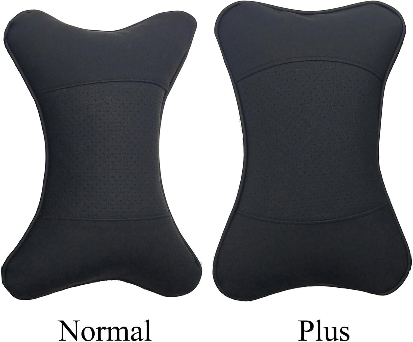 2 Packs Car Neck Pillows, Dual-Side PU Leather Car Headrest with Fiber Filling, Universal Soft Neck Support Pillow for Car, Home & Office (Black)