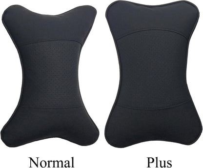 2 Packs Car Neck Pillows, Dual-Side PU Leather Car Headrest with Fiber Filling, Universal Soft Neck Support Pillow for Car, Home & Office (Black)