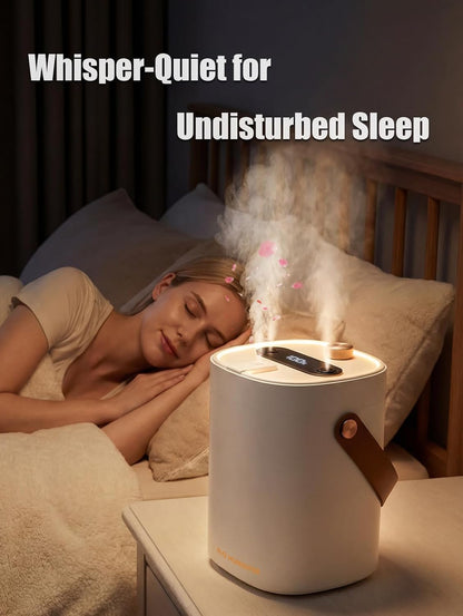Humidifier for Bedroom, 2L Cool Mist Humidifier with Essential Oils Diffuser and Nightlight, Top Fill Humidifiers for Home, Auto Shut-Off, Carry Handle, Quiet Easy to Fill & Clean for Home