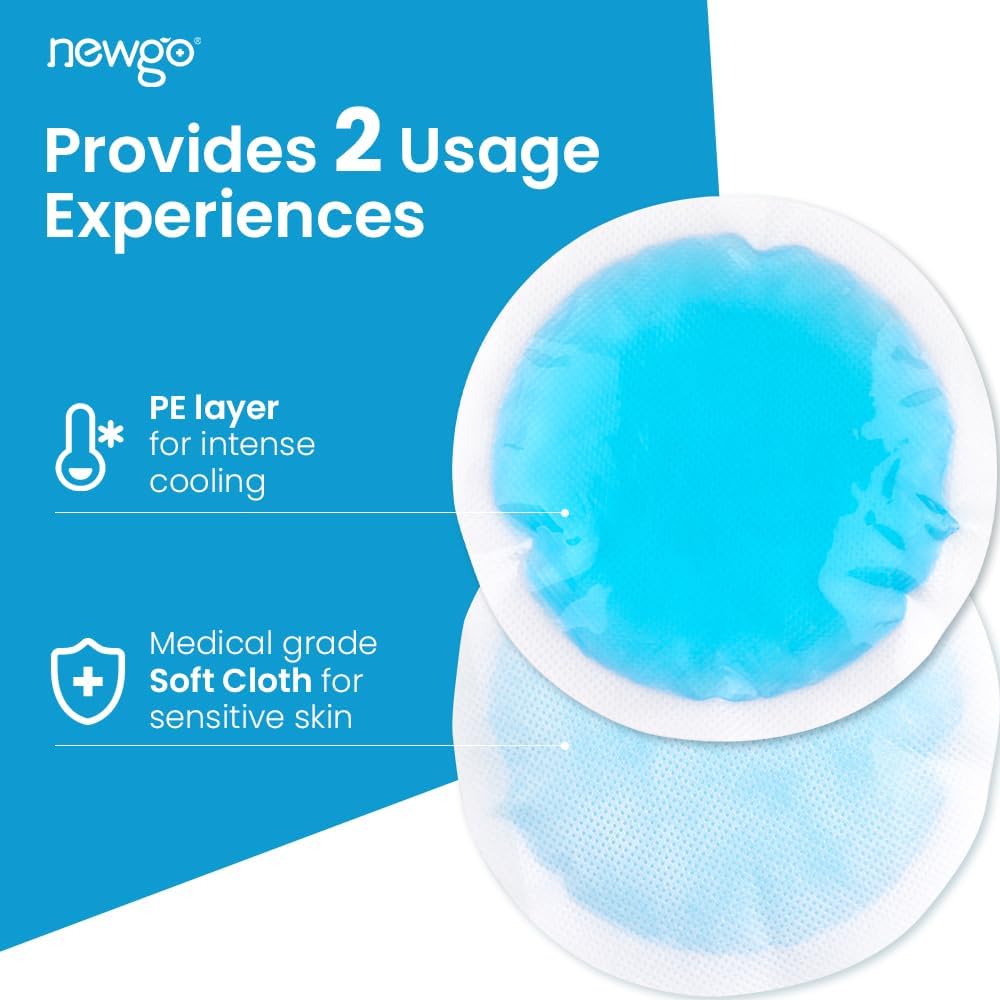 NEWGO Small Ice Packs for Injuries Reusable with Cloth Backing, 6 Packs | FSA Eligible, Round Hot and Cold Gel Pack, Flexible Cold Pack for Face, Toothache, Eyes Pain Relief