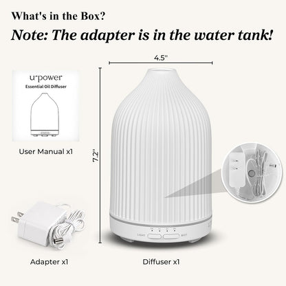 URPOWER 300mL Essential Oil Diffusers for Home Aromatherapy Diffuser | Up to 10 Hrs High/Low Mist Settings Quiet Diffuser Oil Machine Humidifiers Ideal for Bedrooms Living Rooms & Home Offices