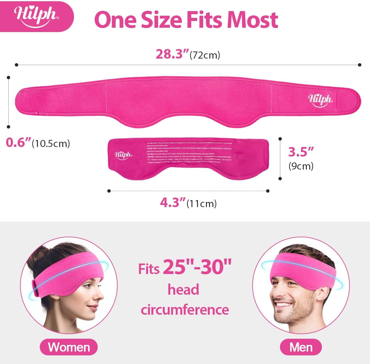 Hilph Headache Ice Pack Wrap, Adjustable Migraine Ice Head Wrap | Reusable Head Cold Pack, Forehead Gel Ice Pack for Migraine Relief, Headache Tension, Sinus Pain, Stress Relief, Fever