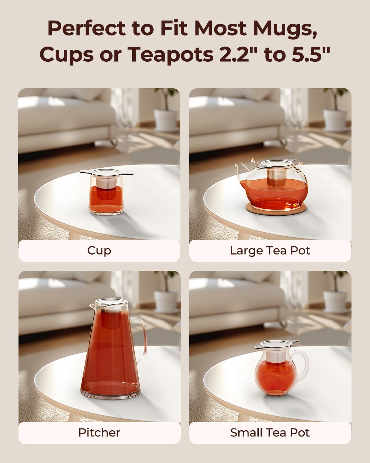 304 Stainless Steel Tea Infuser for Loose Leaf Tea Steeper | Extra Fine Mesh Large Tea Strainers & Filters with Food Grade Silicone, Tea Diffusers for Loose Tea, Cup, Mug, Teapot