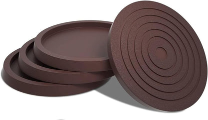 12Pcs 2.5in Furniture Coasters Non-Slip Bed Leg Pads Round Rubber Anti Sliding Caster Cups for Hardwood Floors Brown