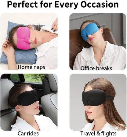 Sleep Mask for Back and Side Sleepers 1 Pack, 3D Light Blocking Eye Mask for Sleeping, Zero Pressure Eye Cover for Women and Men, Lightweight Breathable Night Blindfold Black