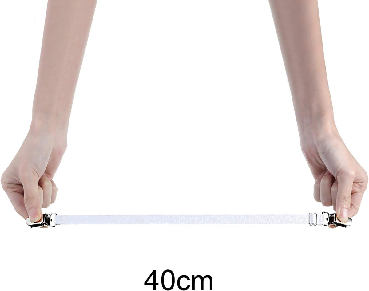 Boao 12 Pcs Bedsheet Strap Elastic Clip, White, 4-8 Inch Length