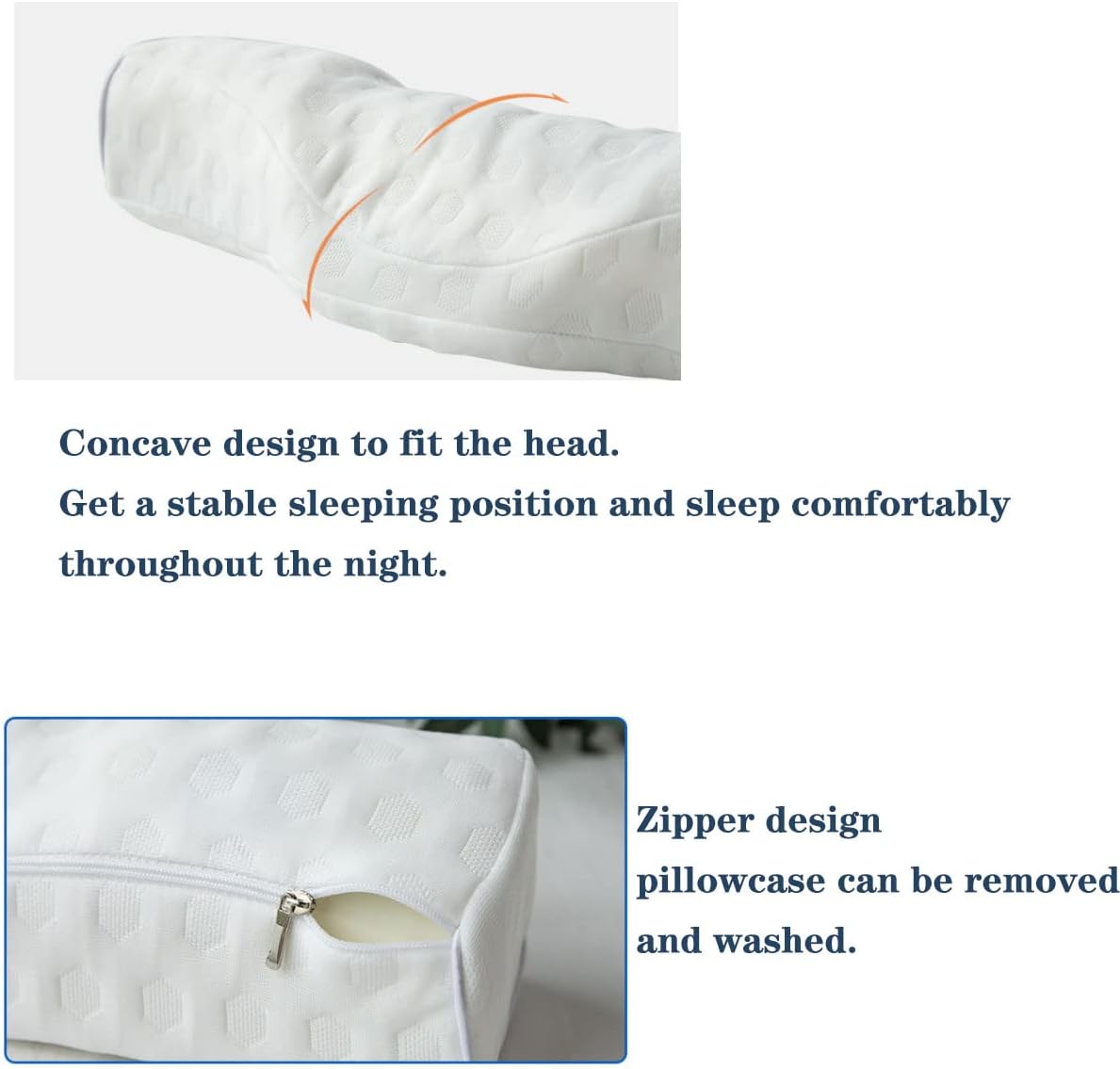 Cervical Neck Pillow for Pain Relief Sleeping, Neck roll Pillow Memory Foam for Stiff Neck Pain Relief ，Travel Bolster Pillow for Bed for Side Sleepers Back Sleeper. (Blue)