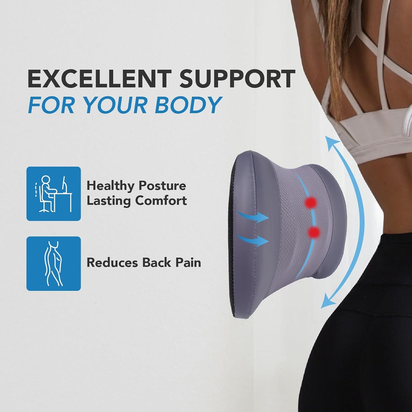 Lofty Aim Lumbar Support Pillow for Car, Car Seat Back Support for Driving | Memory Foam Car Lumbar Support for Driving Seat, Car Back Cushion, Adjustable Straps, Lower Back Pillow, Office Chairs, Black