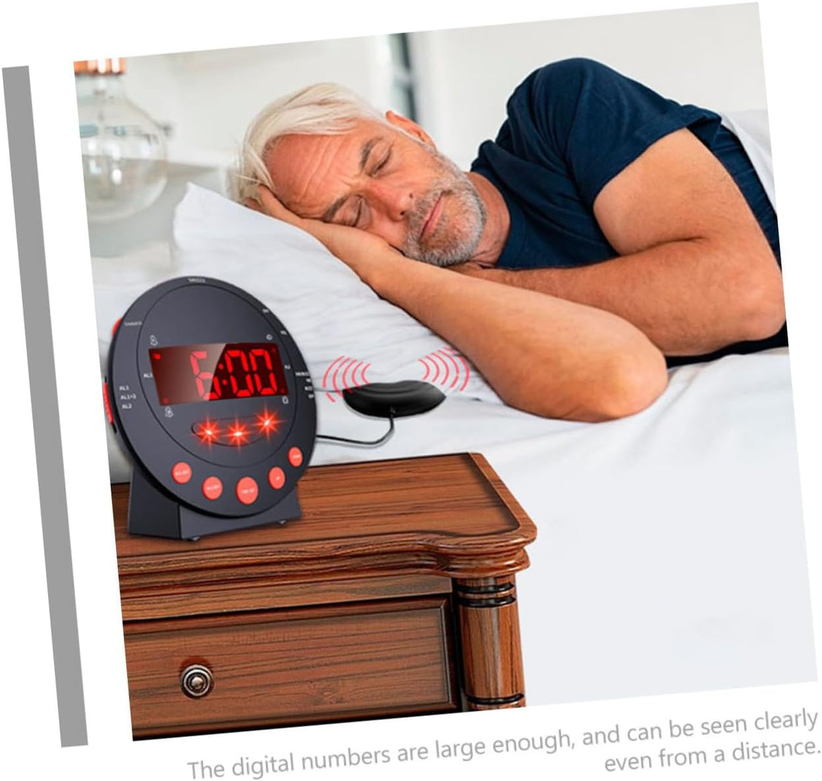 1 Set Loud Alarm Clock with Bed Shaker for Heavy Sleepers Digital Vibration Clock with Non Slip Base and Dual USB Ports for Deaf and Hard of Hearing