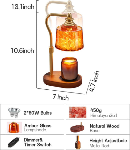 3-in-1 Candle Warmer Lamp with Himalayan Salt & Diffuser