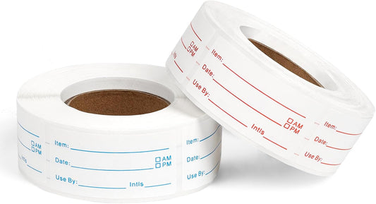 2 Rolls 1000 Pcs Food Labels Stickers, 1x2 in Removable Food Storage Labels